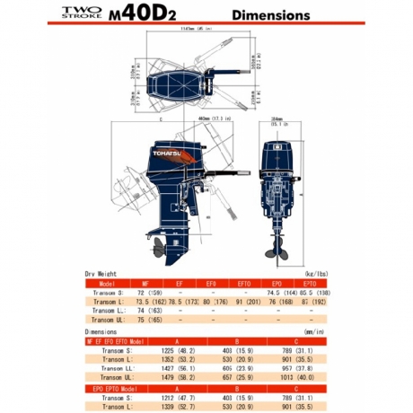 Лодочный мотор Tohatsu M40D2 EPTOL