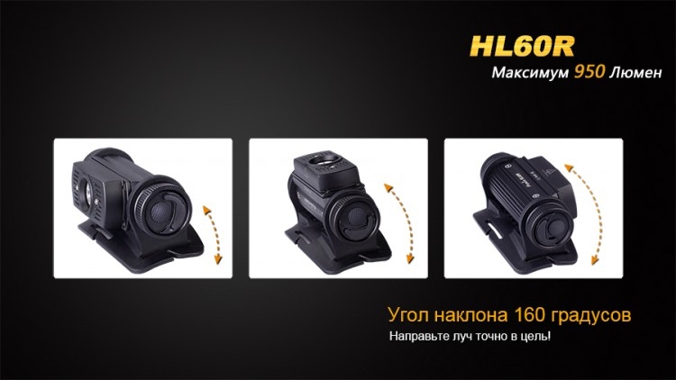 Налобный фонарь Fenix HL60R Cree XM-L2 U2 Neutral White Led (черный, песочный)