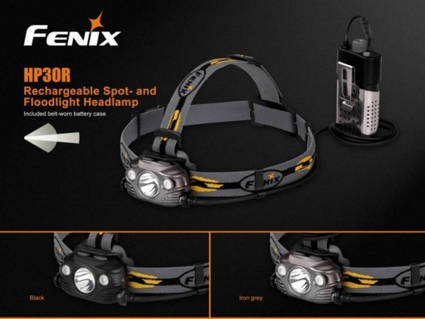 Налобный фонарь Fenix HP30R Cree XM-L2, XP-G2 (R5) (серый, черный)