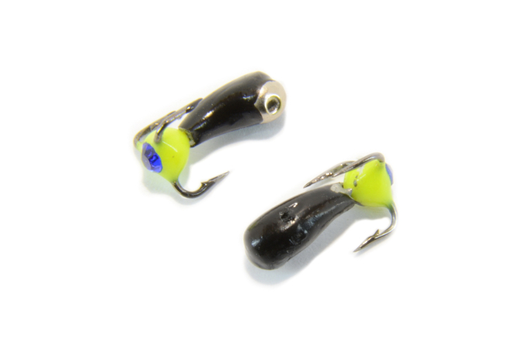 Мормышка вольфрамовая "Чёртик тройник со стразом" серебро 3мм