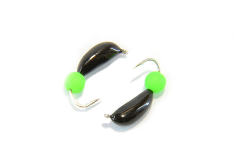 Мормышка вольфрамовая "Банан" 4мм Ядерный глаз зеленый