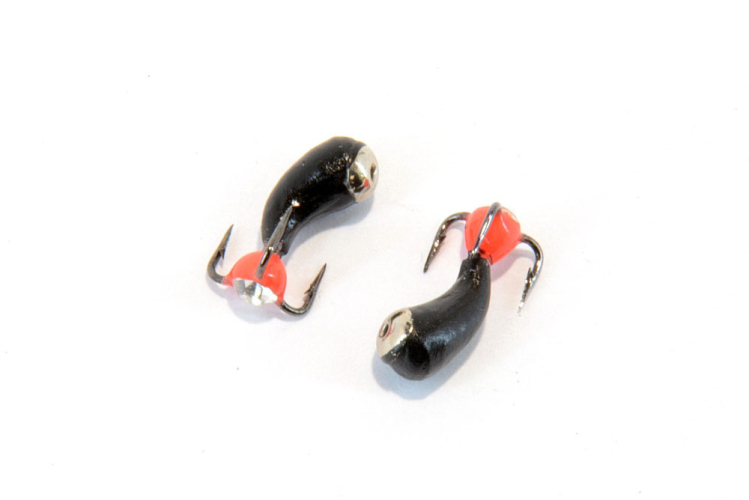 Блешня вольфрамова "чортик-уралки трійник з стразами" 4мм срібло