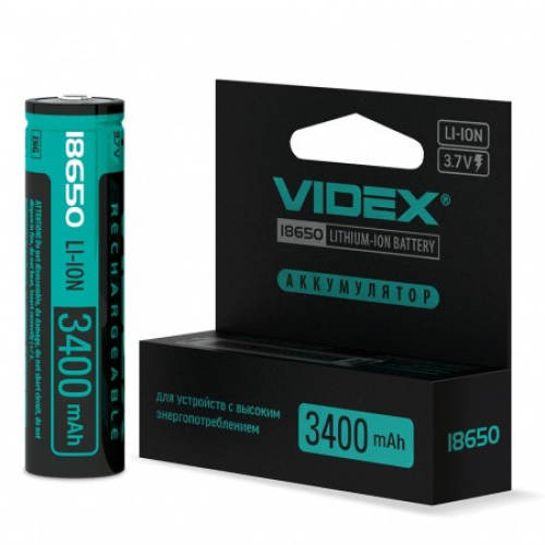 Акумулятор Videx Li-Ion 18650-P(ЗАХИСТ) 3400mAh