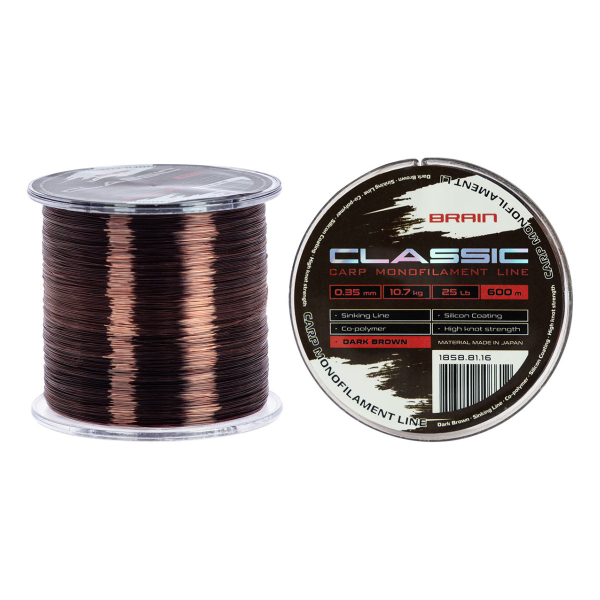 Леска Brain Classic Carp Line (dark brown) 600m 0.35mm 25lb 10.7kg