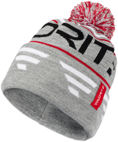 Шапка Favorite Pompon Hat 56 Gray Black Logo