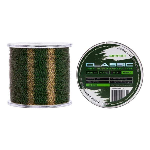 Леска Brain Classic Carp Line 3D (camo) 600m 0.25mm 15lb 6.6kg