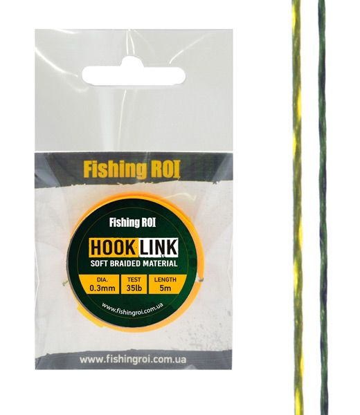 Поводковий матеріал Fishing ROI Hard d=0,3мм, 35lb, 5м зелено-белый/желтый