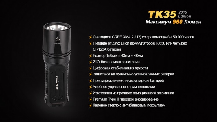 Ліхтар Fenix TK35 (2015 Edition) Cree XM-L2 (U2) LED