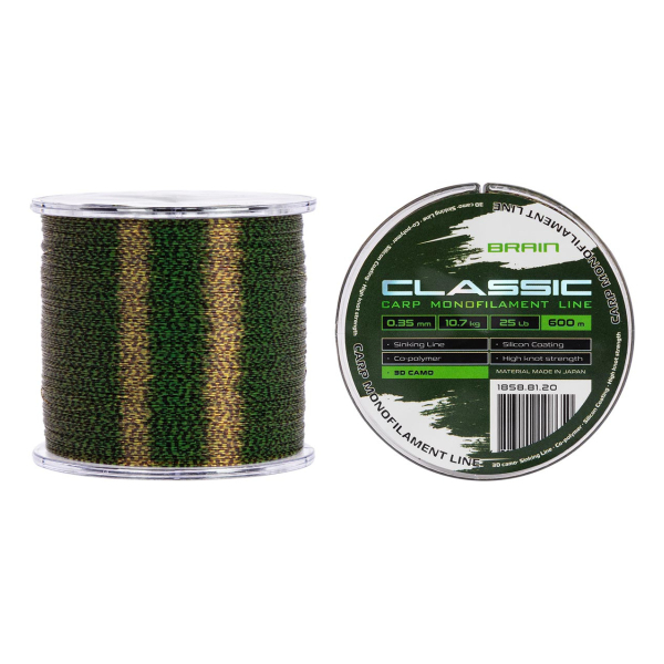 Волосінь Brain Classic Carp Line 3D (camo) 600m 0.35mm 25lb 10.7kg
