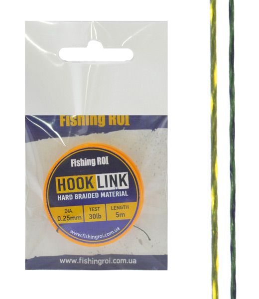 Поводковий матеріал Fishing ROI Soft d=0,25мм, 30lb, 5м зелено-белый/желтый