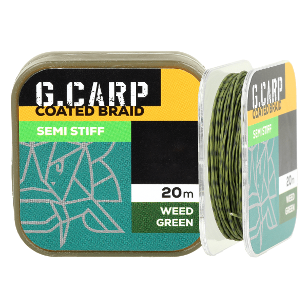 Поводочный материал в оплетке GC G.Carp Coated Braid Semi Stiff 20м 15lb Weed Green