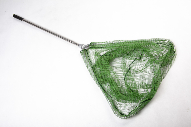 Подсак Breeze треугольный, зеленая прорезиненная сетка, круглая метал телескоп ручка