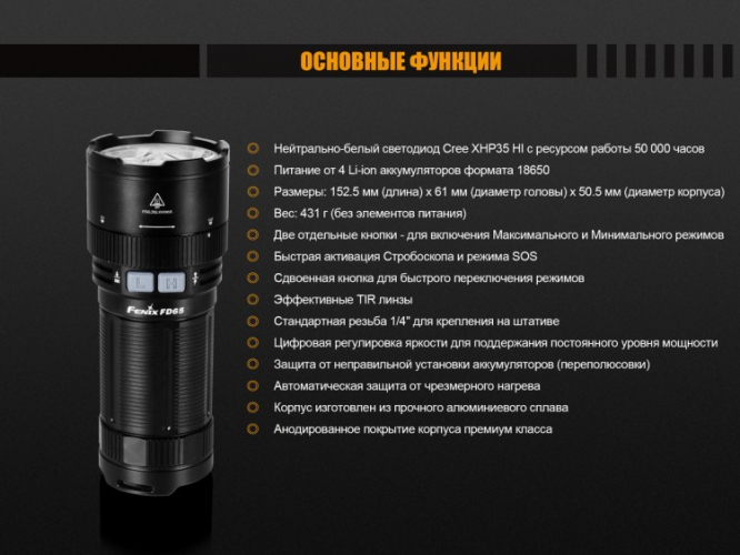 Фонарь Fenix FD65 Cree XHP35 HI LED