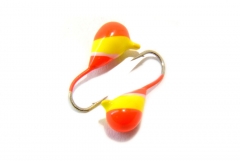 Мормышка вольфрамовая Капля с петелькой 4мм (красный и салатовый)
