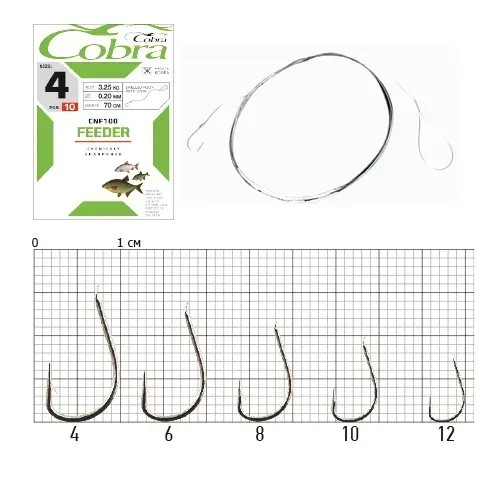 Гачки з повідцем Cobra Feeder CNF100 (10 шт.)