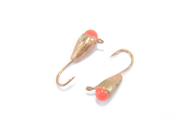 Блешня вольфрамова Крапля з вушком, червона точка 3 мм (Мідь)