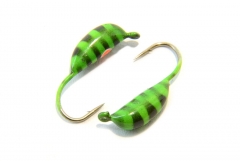 Мормышка вольфрамовая Бана рижский 4мм (зеленый, полосатый) 