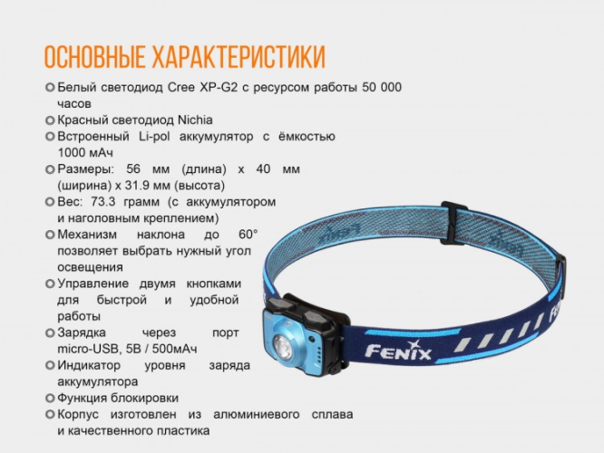Фонарь Fenix HL12R Cree XP-G2 (серый, синий, фиолетовый)