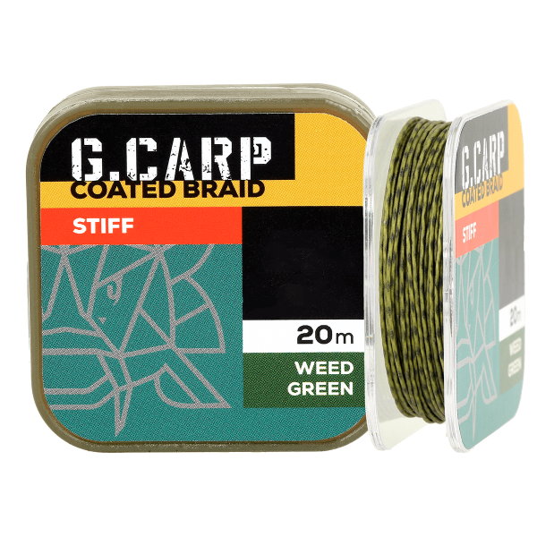 Поводочный материал в оплетке GC G.Carp Coated Braid Stiff 20м 25lb Weed Green
