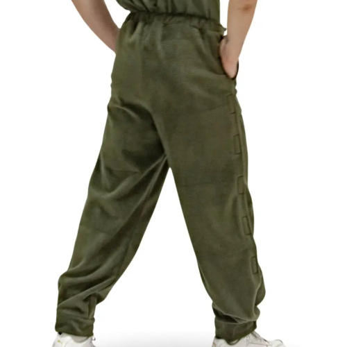 Адаптивные штаны при травмировании ног, флис Kirasa хаки (Арт KI422)