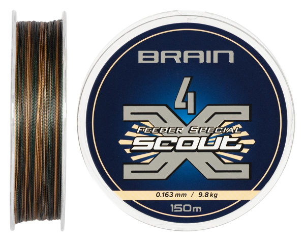Шнур Brain Scout 4X 150m (camo) 0.163mm 9.8kg