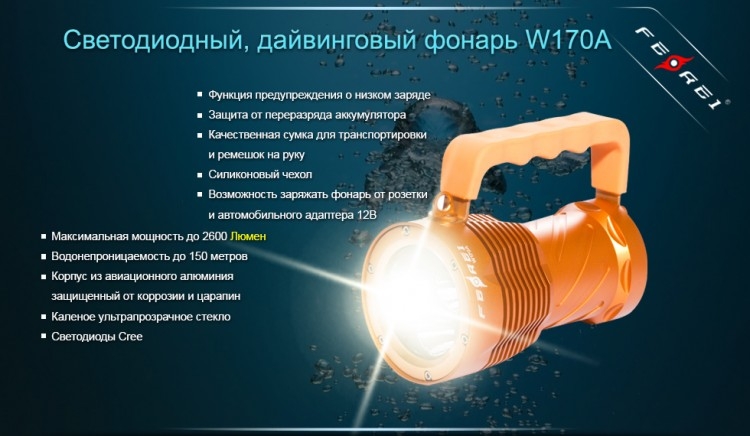 Фонарь Ferei W170A CREE XM-L2