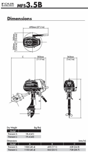 Човновий мотор Tohatsu MFS3.5B L