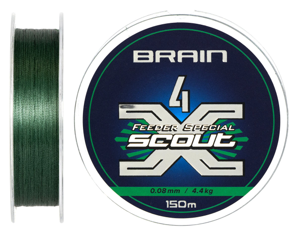 Шнур Brain Scout 4X 150m (deep green) 0.080mm 4.4kg