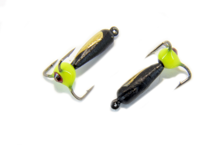 Блешня вольфрамова "чортик трійник з стразами" золото 2.5мм