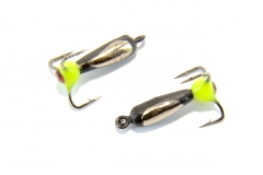 Блешня вольфрамова "чортик трійник з стразами" срібло 2.5мм