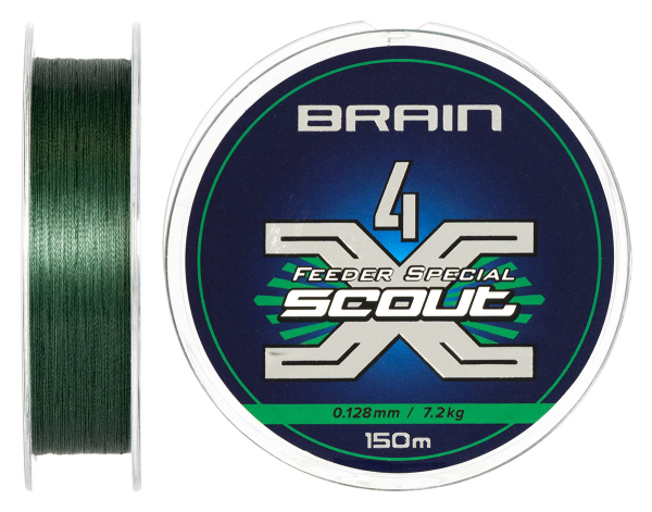 Шнур Brain Scout 4X 150m (deep green) 0.128mm 7.2kg