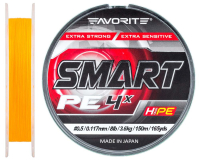 Шнур Favorite Smart PE 4x 150м (оранж.) #0.5/0.117мм 3.6кг
