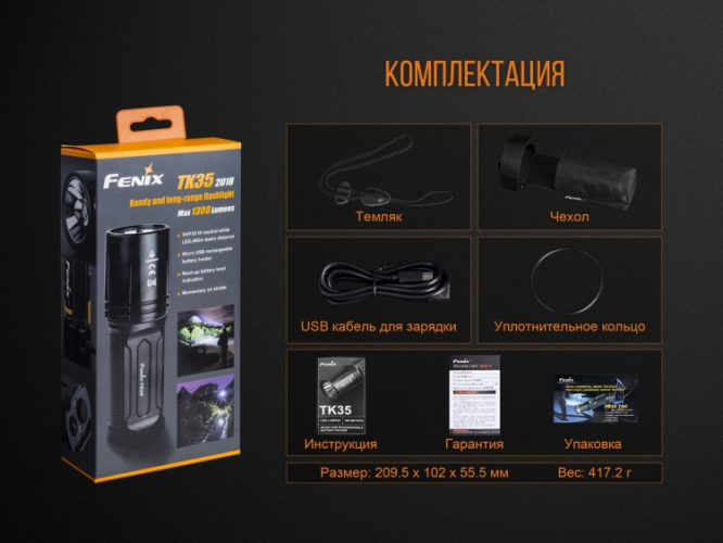 Тактичний ліхтар Fenix TK35 (2018) Cree XHP35 HI