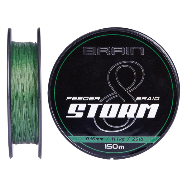 Шнур Brain Storm 8X (green) 150m 0.22mm 36lb/16.0kg