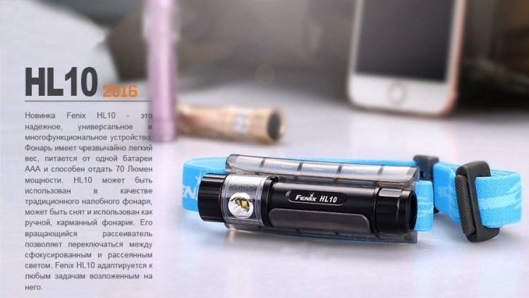 Налобний ліхтар Fenix HL10 Philip LXZ2-5770 LED чорний