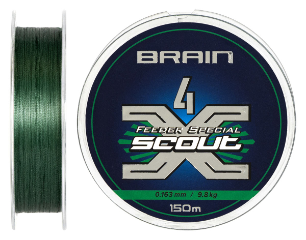 Шнур Brain Scout 4X 150m (deep green) 0.163mm 9.8kg