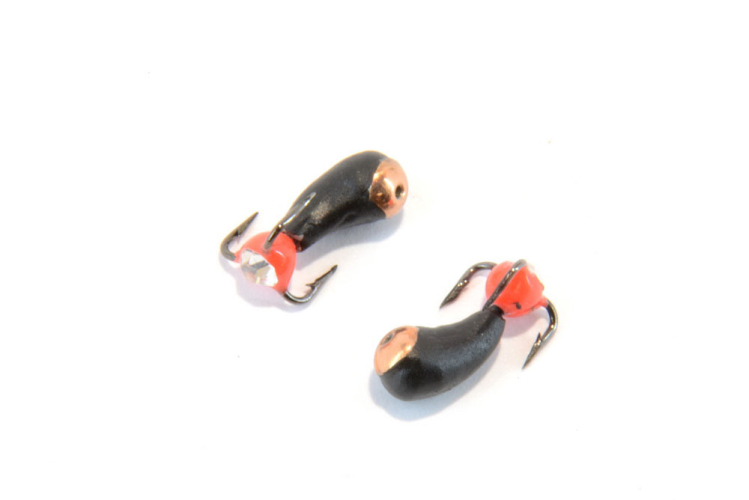 Мормышка вольфрамовая "Чёртик-Уралка тройник со стразом" 4мм медь