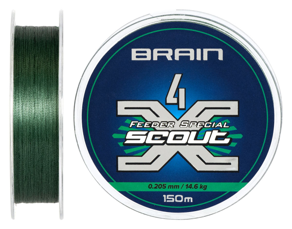 Шнур Brain Scout 4X 150m (deep green) 0.205mm 14.6kg
