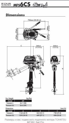 Човновий мотор Tohatsu MFS6C SUL Sail Pro