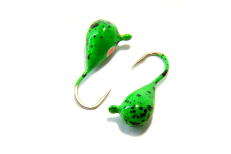 Мормышка вольфрамовая Капля с красной точкой 4мм (салатовый)