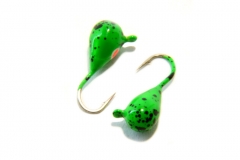 Мормышка вольфрамовая Капля с красной точкой 4мм (салатовый)