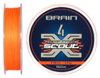 Шнур Brain Scout 4X 150m (fluoro Orange) 0.080mm 4.4kg