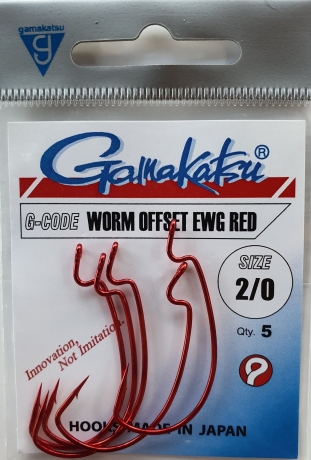 Крючок Gamakatsu Worm Offset EWG Red 