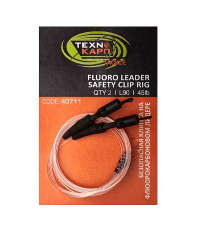 Технокарп Набір безпечна кліпса на фо. лідера 90см 45Lb "Fluoro leader safety clip rig"