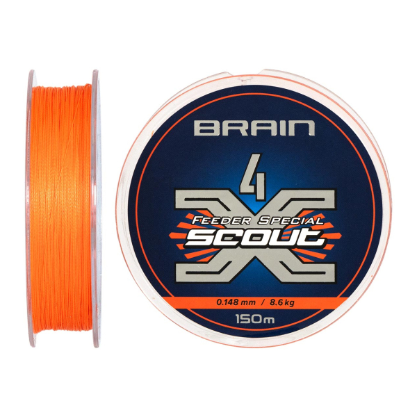Шнур Brain Scout 4X 150m (fluoro Orange) 0.148mm 8.6kg