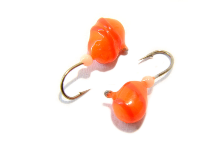 Мормышка вольфрамовая Шар крашеный с фосфорной точкой 4мм (оранж)