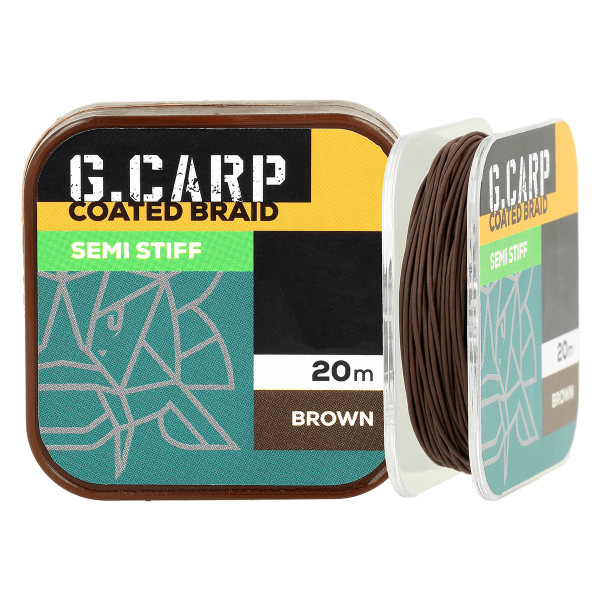 Поводочный материал в оплетке GC G.Carp Coated Braid Semi Stiff 20м 15lb Brown