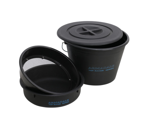 Ведро с крышкой для прикормки + таз + сито Flagman Armadale Bucket Set With Plastic Riddle 25л