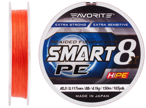 Шнур Favorite Smart PE 8x 150м (red orange) #0.5/0.117mm 8lb/4.1kg