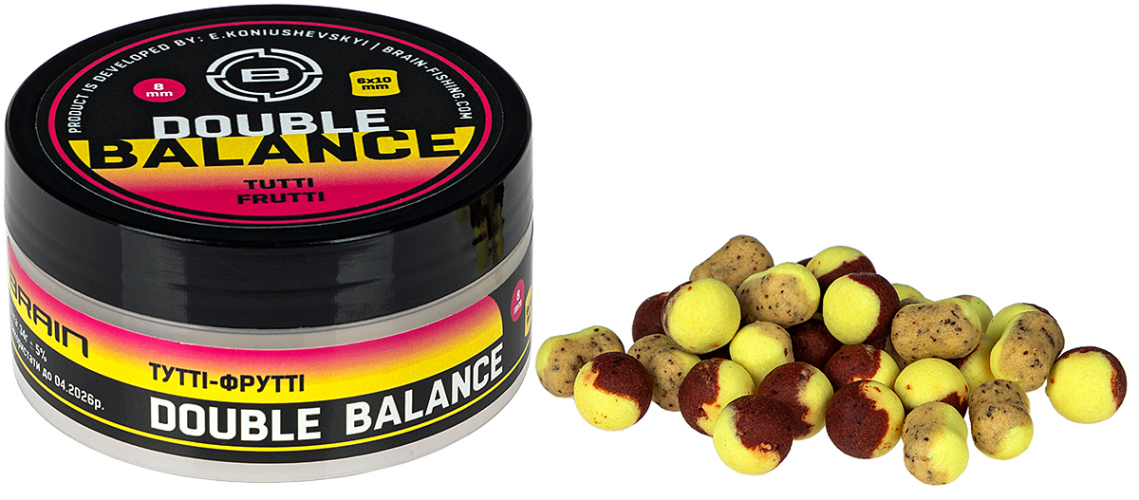 Бойлы Brain Double Balance Tutti- Frutti (тутти-фрутти) 10+08х12mm
